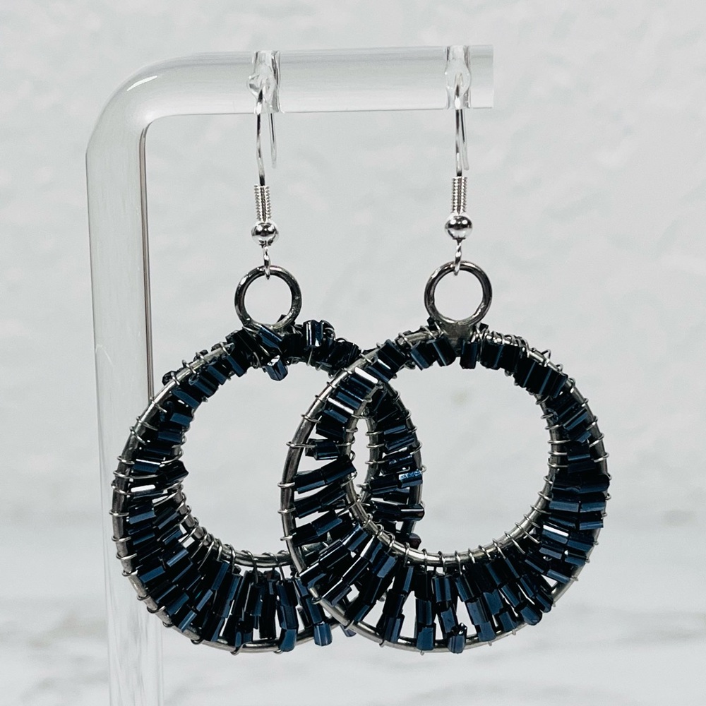 4/$20 Black Seed Beaded Earrings